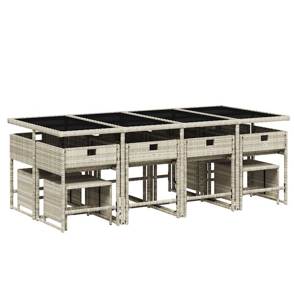 vidaXL 13-cz. zestaw mebli ogrodowych z poduszkami, jasnoszary