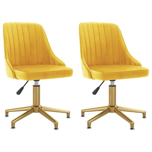 vidaXL Obrotowe krzesła stołowe, 2 szt., ż&oacute;łte, aksamitne