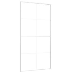 vidaXL Drzwi przesuwne, szkło ESG i aluminium, 102,5x205 cm, białe