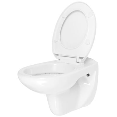 vidaXL Toaleta podwieszana z cichym zamykaniem, ceramiczna, biała