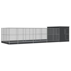 vidaXL Woliera z przedłużeniem, srebrna, 911x303x216 cm, stalowa