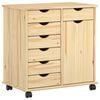 vidaXL Rolkowa szafka 63,5 x 39 x 65,5 cm Lite drewno sosnowe Brązowy