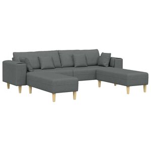 vidaXL Sofa z poduszką 3 pcs Ciemnoszary tkanina
