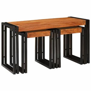 vidaXL Stolik Nesting 3 szt. Brązowy i czarny 82 x 40 x 45 cm