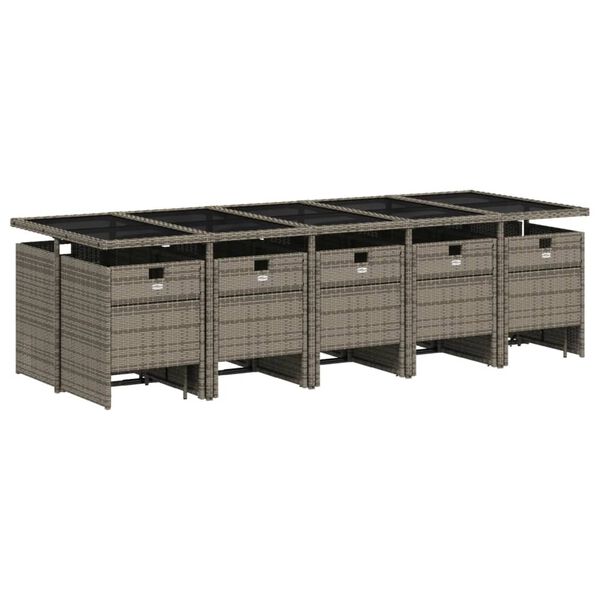 vidaXL 15-cz. zestaw mebli ogrodowych z poduszkami, szary, rattan PE
