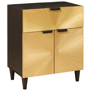 vidaXL Stolik nocny Czarny i złoto 50 x 33 x 60 cm Drewno inżynieryjne