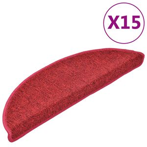 vidaXL Maty na schody 15 szt. 56x17x3 cm Czerwone P&oacute;łokrągłe