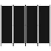 vidaXL Parawan 4-panelowy, czarny, 200 x 180 cm