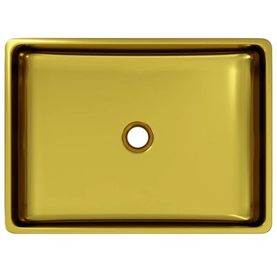 vidaXL Umywalka, 41x30x12 cm, ceramiczna, złota