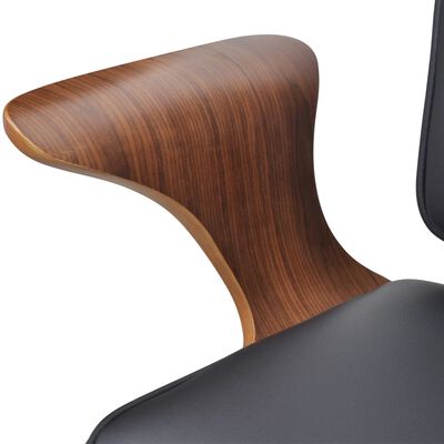 vidaXL Obrotowe krzesło biurowe, gięte drewno i skóra ekologiczna