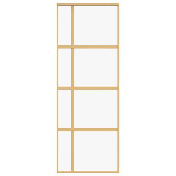 vidaXL Drzwi przesuwne, złote, 76x205 cm, przezroczyste szkło ESG