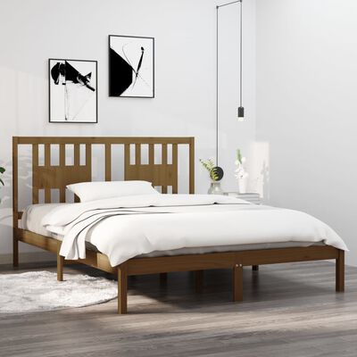 vidaXL Rama łóżka, miodowy brąz, lite drewno sosnowe, 140x200 cm