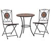 vidaXL 3-cz. zestaw mebli bistro z mozaiką, szary/pomarańcz, ceramika