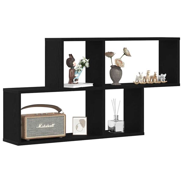 vidaXL P&oacute;łka ścienna z p&oacute;łką Czarny Dąb 76 x 15 x 53 cm