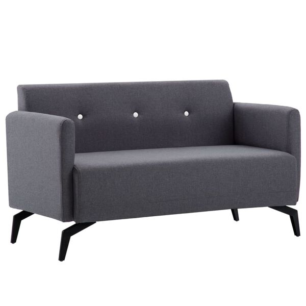 vidaXL 2-osobowa sofa tapicerowana tkaniną, 115x60x67 cm, ciemnoszara