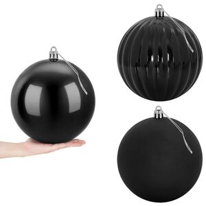 vidaXL Zestaw bombek choinkowych XXL 3 szt. Czarny &Oslash; 25 cm