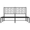 vidaXL Metalowa rama ł&oacute;żka z wezgłowiem czarna, 140x200 cm