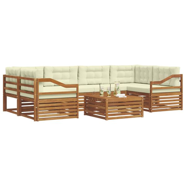 vidaXL Zestaw sof na zewnątrz z poduszką 7 pcs Naturalny i Kremowy