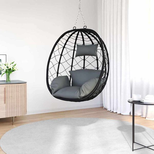 vidaXL Wiszące krzesło jajo Antracyt 91.5 x 60 x 110 cm polirattan