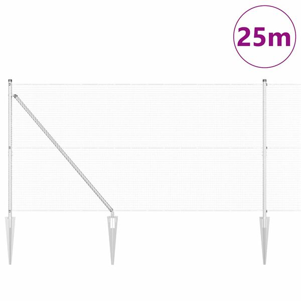 vidaXL Słupek ogrodzeniowy. Srebrny 25 x 1,4 m (siatka 16 x 16 mm)