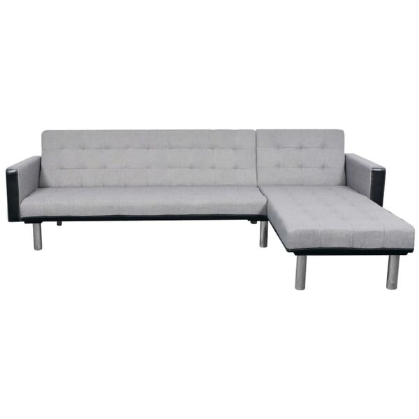 vidaXL L-kształtna sofa rozkładana Tkanina Czarny i szary