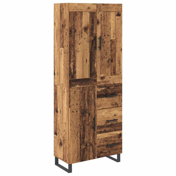 vidaXL Highboard z szufladą Stare drewno 69,5 x 34 x 180 cm
