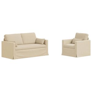 vidaXL Sofa 2 pcs Kremowy 158 x 78 x 80 cm tkanina