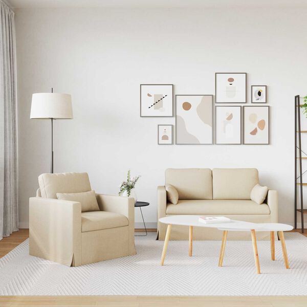 vidaXL Sofa 2 pcs Kremowy 139 x 78 x 80 cm tkanina