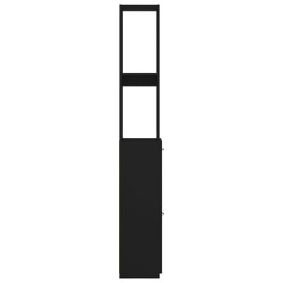 vidaXL Szafka łazienkowa, czarny z połyskiem, 25x25x170 cm, płyta