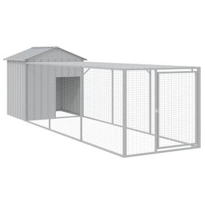 vidaXL Kurnik z wybiegiem, jasnoszary, 117x405x123 cm, stal