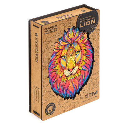 UNIDRAGON 192-częściowe, drewniane puzzle Mysterious Lion, M, 24x31 cm