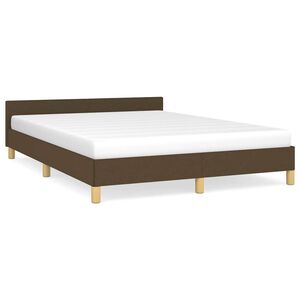 vidaXL Rama ł&oacute;żka bez materaca, ciemnobrązowa, 140x190 cm, tkanina