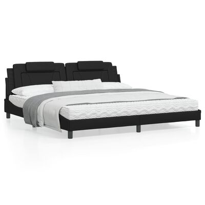 vidaXL Rama łóżka z LED, czarna, 200x200 cm, sztuczna skóra