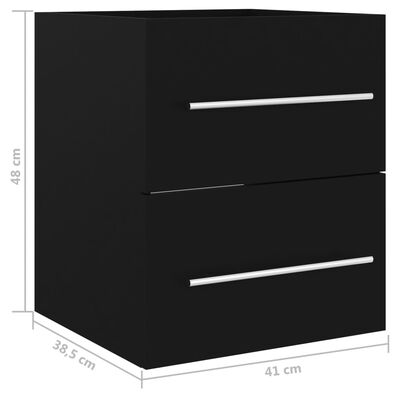 vidaXL Szafka pod umywalkę, czarna, 41x38,5x48 cm, płyta wiórowa