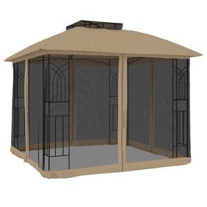 vidaXL Altana z podw&oacute;jnym dachem i siatką wok&oacute;ł, taupe, 2,94x2,94 m