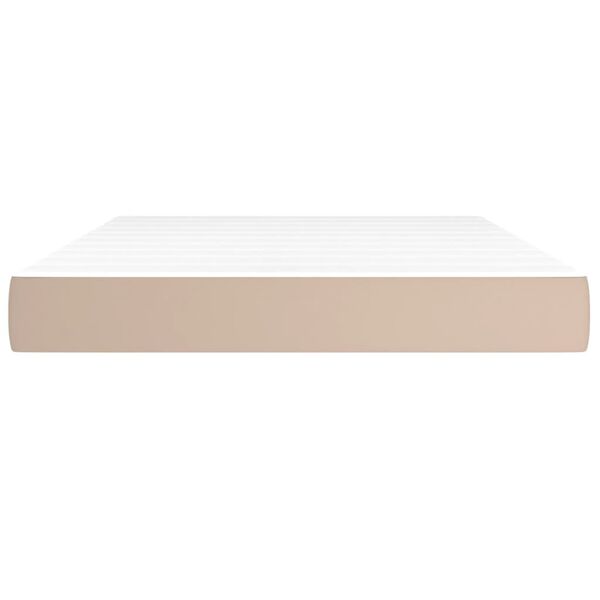 vidaXL Materac kieszeniowy, średnia twardość, cappuccino, 140x200x20 cm, sztuczna sk&oacute;ra