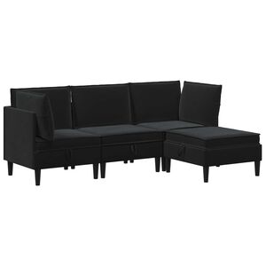 vidaXL Zestaw mebli do salonu 4 szt. Czarny Welur