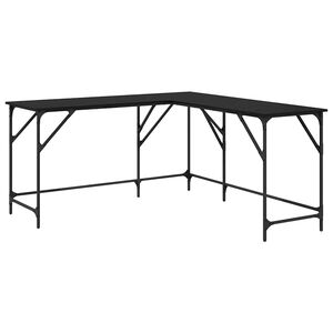 vidaXL Biurko Czarny Dąb Drewno inżynieryjne 149 x 149 x 75 cm