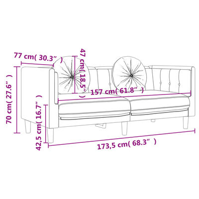vidaXL Sofa 2-osobowa z poduszkami, różowa, aksamit
