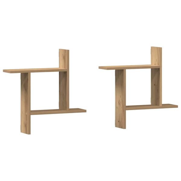 vidaXL P&oacute;łki ścienne, 2 szt., dąb artisian, 50x12x50 cm