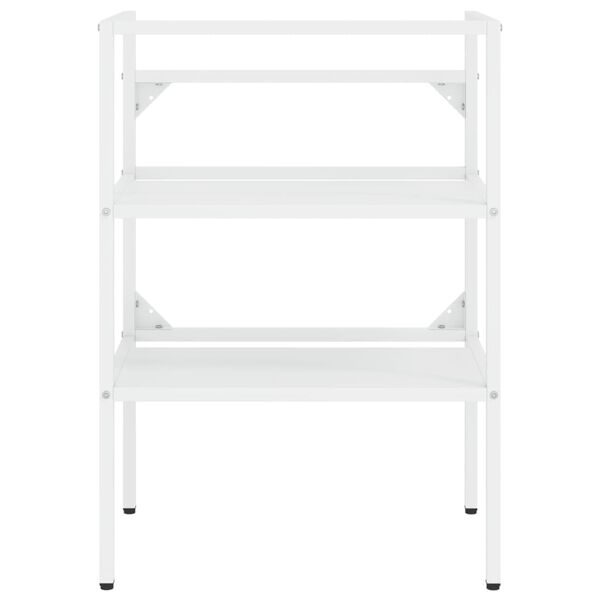 vidaXL Stelaż z wbudowaną umywalką, biały, żelazny