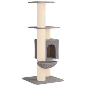 vidaXL Drewno dla kot&oacute;w z drapakami sisalowymi jasnoszary 137 cm