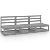 vidaXL 3-osobowa sofa ogrodowa, szara, lite drewno sosnowe