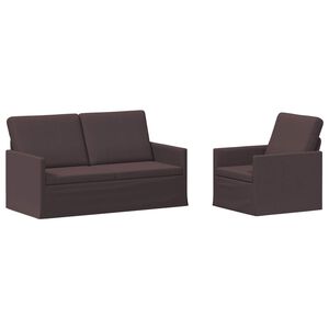 vidaXL Zestaw Sof 2 pcs Ciemny brąz tkanina