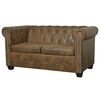 vidaXL Sofa Chesterfield 2-osobowa, brązowa, sztuczna sk&oacute;ra