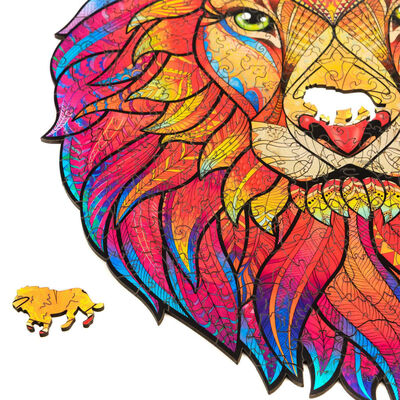 UNIDRAGON 327-cz., drewniane puzzle Mysterious Lion, King Size 31x40cm