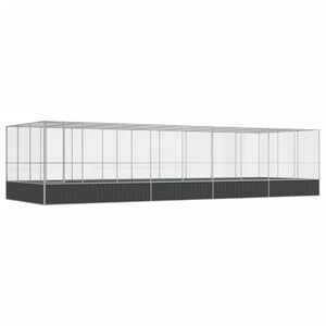 vidaXL Woliera z przedłużeniem, srebrna, 932x307x212 cm, stal