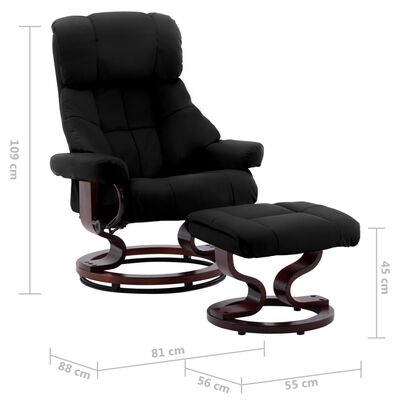 vidaXL Rozkładany fotel z podnóżkiem, czarny, ekoskóra i gięte drewno