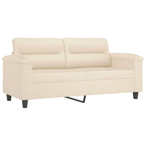 vidaXL 2-osobowa sofa z poduszkami, beżowa, 140 cm, mikrofibra