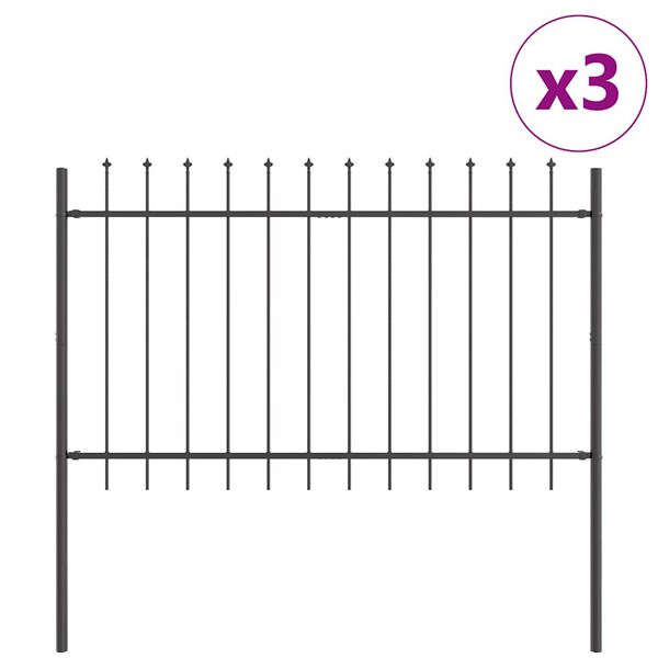 vidaXL Ogrodzenie Ogrodowe Szary 5.1 x 0.8 m Stal Malowana Proszkowo